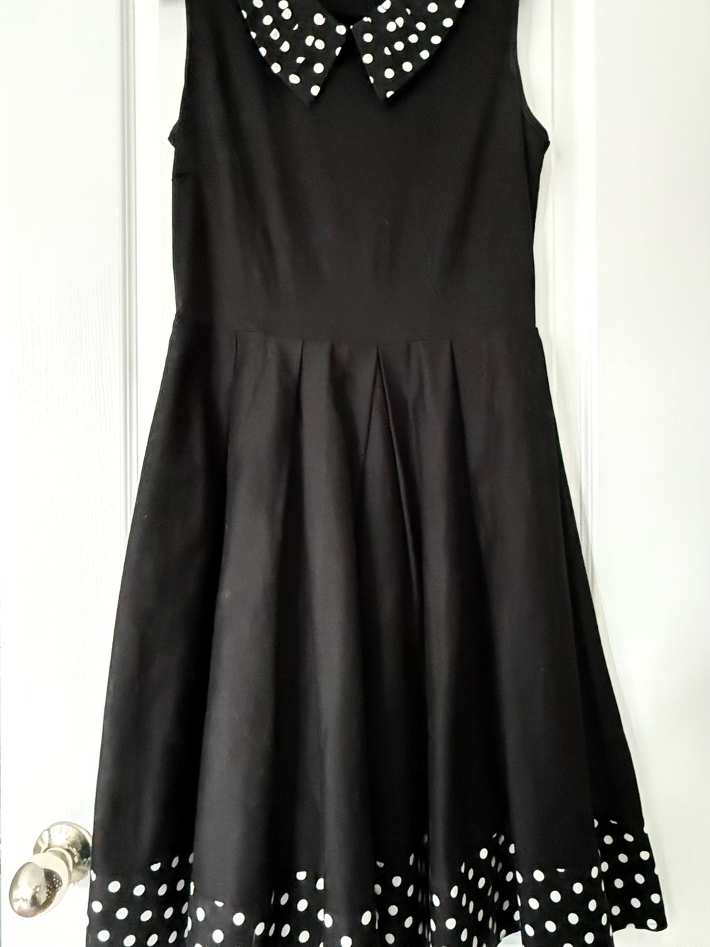 Dolly &Dotty Black Polka Dot Collar and Hem Fit & Flare Dress